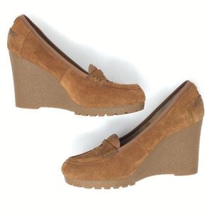 MICHAEL MICHAEL KORS RORY CAMEL SUEDE WEDGES SZ 7